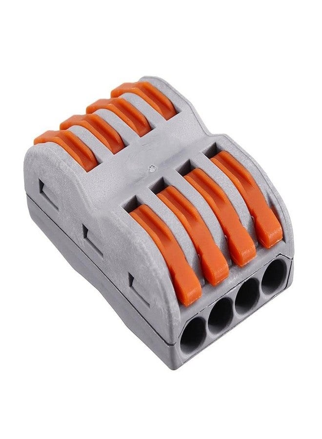 Sugalsu Compact Wire Connector - 4 in 4 out Connection Terminal - Lever Wire Joiner Connector - Butt Terminals for Quick Wiring (20-pcs, Orange) - Image 4